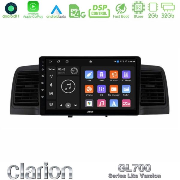 Clarion GL700 Lite Series 8Core Android11 2+32GB Toyota Corolla 2002-2006 Navigation Multimedia Tablet 9" Με Carplay & Android Auto - Image 2