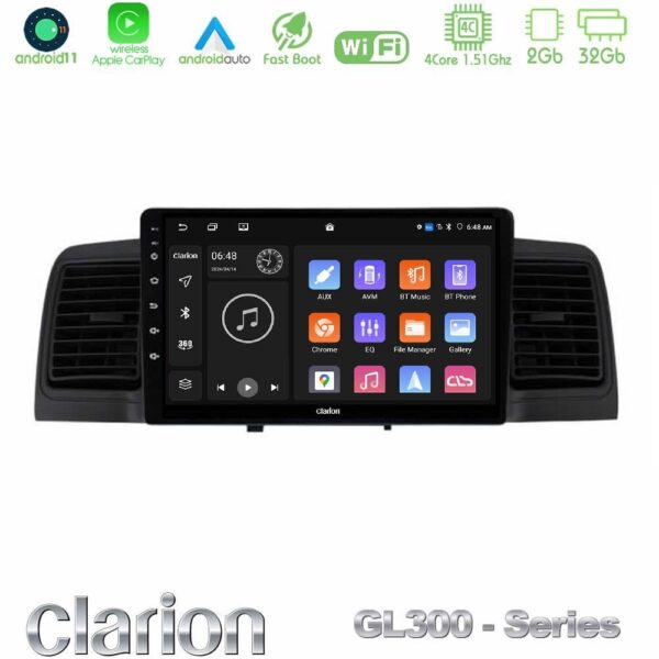 Clarion GL300 Series 4Core Android11 2+32GB Toyota Corolla 2002-2006 Navigation Multimedia Tablet 9" Με Carplay & Android Auto - Image 2