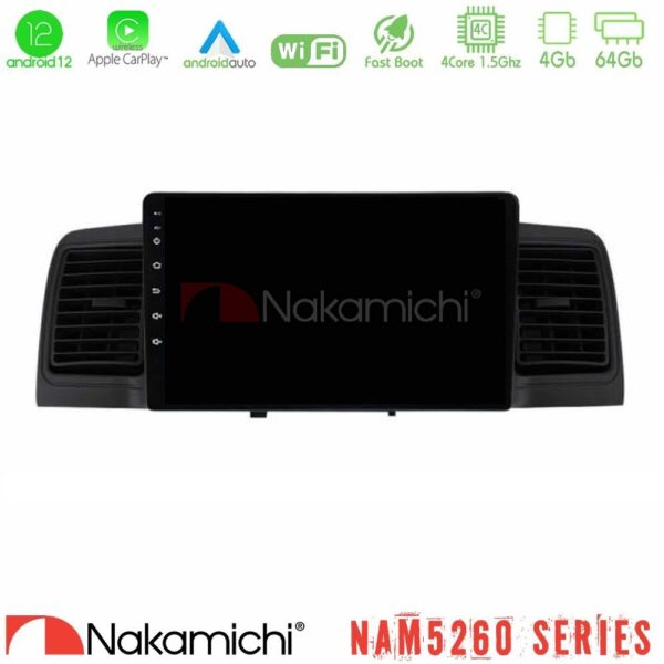 Nakamichi NAM5260 Series 4Core Android12 4+64GB Toyota Corolla 2002-2006 Navigation Multimedia Tablet 9" Με Carplay & Android Auto - Image 2