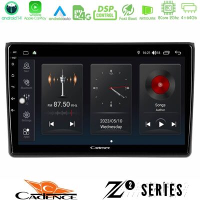 Cadence Z2 Series 8Core Android14 4+64GB Audi A4 B7 Navigation Multimedia Tablet 9" Με Carplay & Android Auto