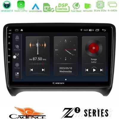 Cadence Z2 Series 8Core Android14 4+64GB Audi TT B7 Navigation Multimedia Tablet 9" Με Carplay & Android Auto