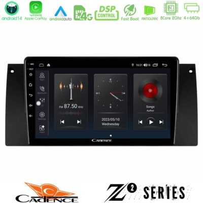 Cadence Z2 Series 8Core Android14 4+64GB BMW 5 Series (E39) / X5 (E53) Navigation Multimedia Tablet 9" Με Carplay & Android Auto