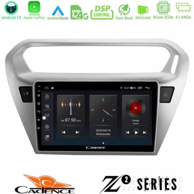 Cadence Z2 Series 8Core Android14 4+64GB Citroën C-Elysée / Peugeot 301 Navigation Multimedia Tablet 9" Με Carplay & Android Auto