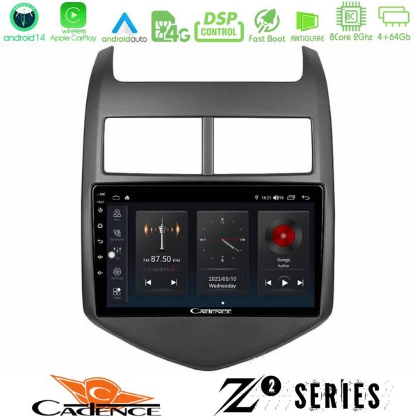 Cadence Z2 Series 8Core Android14 4+64GB Chevrolet Aveo 2011-2017 Navigation Multimedia Tablet 9" Με Carplay & Android Auto