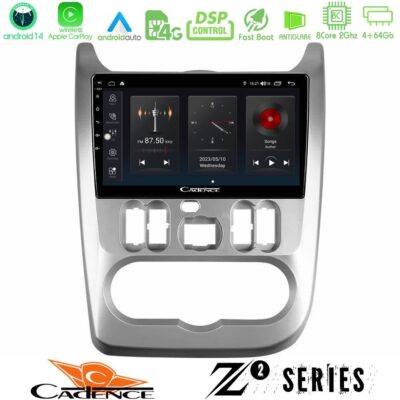 Cadence Z2 Series 8Core Android14 4+64GB Dacia Duster/Sandero/Logan Navigation Multimedia Tablet 9" Με Carplay & Android Auto