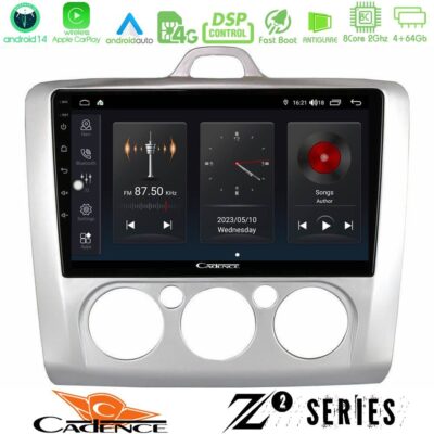 Cadence Z2 Series 8Core Android14 4+64GB Ford Focus Manual AC Navigation Multimedia Tablet 9" Με Carplay & Android Auto