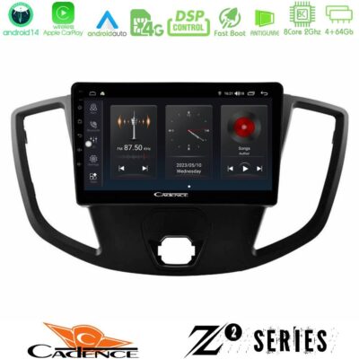Cadence Z2 Series 8Core Android14 4+64GB Ford Transit 2014-> Navigation Multimedia Tablet 9" Με Carplay & Android Auto