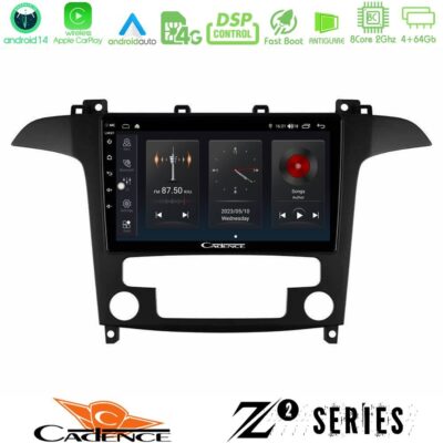 Cadence Z2 Series 8Core Android14 4+64GB Ford S-Max 2006-2012 Navigation Multimedia Tablet 9" Με Carplay & Android Auto