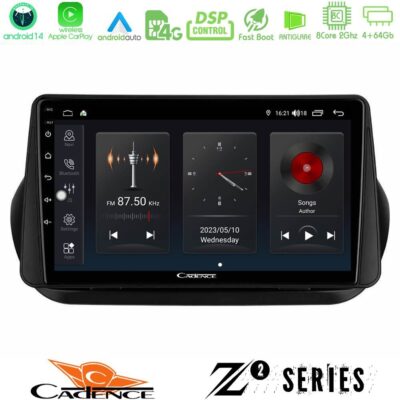 Cadence Z2 Series 8Core Android14 4+64GB Fiat Fiorino/Citroen Nemo/Peugeot Bipper Navigation Multimedia Tablet 9" Με Carplay & Android Auto