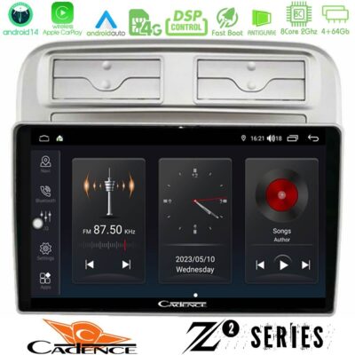 Cadence Z2 Series 8Core Android14 4+64GB Fiat Grande Punto 2006-2011 Navigation Multimedia Tablet 9" Με Carplay & Android Auto