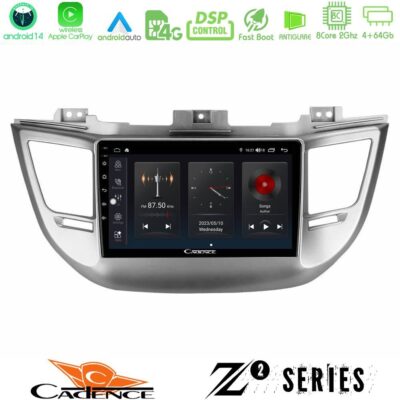 Cadence Z2 Series 8Core Android14 4+64GB Hyundai Tucson 2015-2018 Navigation Multimedia Tablet 9" Με Carplay & Android Auto