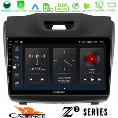 Cadence Z2 Series 8Core Android14 4+64GB Isuzu D-MAX 2012-2019 Navigation Multimedia Tablet 9" Με Carplay & Android Auto