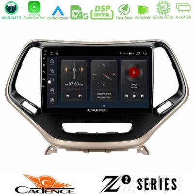 Cadence Z2 Series 8Core Android14 4+64GB Jeep Cherokee 2014-2019 Navigation Multimedia Tablet 9" Με Carplay & Android Auto
