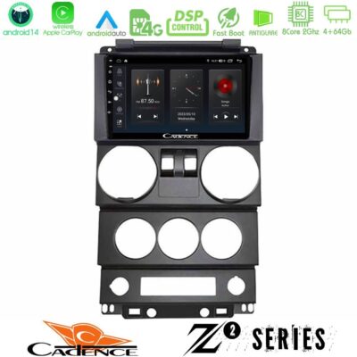 Cadence Z2 Series 8Core Android14 4+64GB Jeep Wrangler 2Door 2008-2010 Navigation Multimedia Tablet 9" Με Carplay & Android Auto
