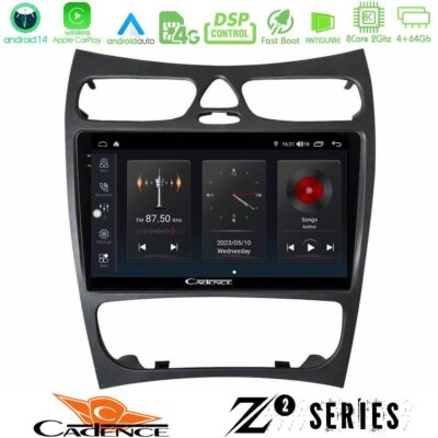 Cadence Z2 Series 8Core Android14 4+64GB Mercedes CLK Class W209 2000-2004 Navigation Multimedia Tablet 9" Με Carplay & Android Auto