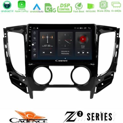 Cadence Z2 Series 8Core Android14 4+64GB Mitsubishi L200 2016-> & Fiat Fullback (Manual A/C) Navigation Multimedia Tablet 9" Με Carplay & Android Auto