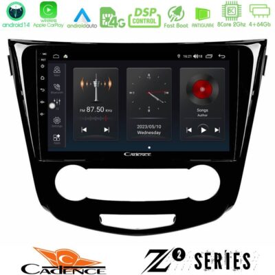 Cadence Z2 Series 8Core Android14 4+64GB Nissan Qashqai J11 (Manual A/C) Navigation Multimedia Tablet 10" Με Carplay & Android Auto