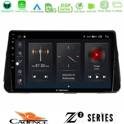 Cadence Z2 Series 8Core Android14 4+64GB Nissan Micra K14 Navigation Multimedia Tablet 10" Με Carplay & Android Auto