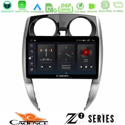 Cadence Z2 Series 8Core Android14 4+64GB Nissan Note 2013-2018 Navigation Multimedia Tablet 10" Με Carplay & Android Auto
