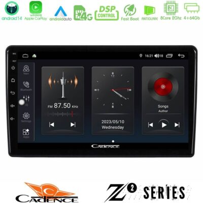 Cadence Z2 Series 8Core Android14 4+64GB Opel Combo/Vectra /Vivaro/Agila Navigation Multimedia Tablet 10" Με Carplay & Android Auto