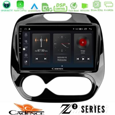 Cadence Z2 Series 8Core Android14 4+64GB Renault Captur 2013-2019 (Auto AC) Navigation Multimedia Tablet 9" Με Carplay & Android Auto
