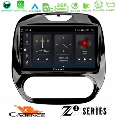 Cadence Z2 Series 8Core Android14 4+64GB Renault Captur 2013-2019 (Manual AC) Navigation Multimedia Tablet 9" Με Carplay & Android Auto