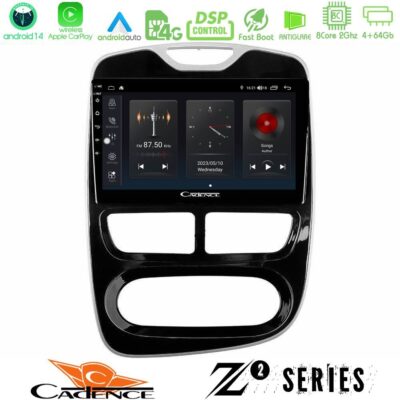 Cadence Z2 Series 8Core Android14 4+64GB Renault Clio 2012-2016 Navigation Multimedia Tablet 10" Με Carplay & Android Auto