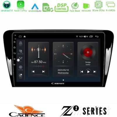 Cadence Z2 Series 8Core Android14 4+64GB Skoda Octavia 7 Navigation Multimedia Tablet 10" Με Carplay & Android Auto