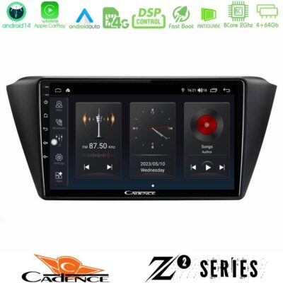 Cadence Z2 Series 8Core Android14 4+64GB Skoda Fabia 2015-2021 Navigation Multimedia Tablet 9" Με Carplay & Android Auto