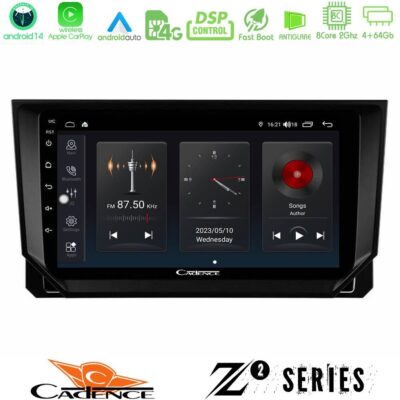 Cadence Z2 Series 8Core Android14 4+64GB Seat Arona/Ibiza Navigation Multimedia Tablet 9" Με Carplay & Android Auto
