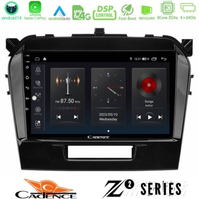 Cadence Z2 Series 8Core Android14 4+64GB Suzuki Vitara 2015-2021 Navigation Multimedia Tablet 9" Με Carplay & Android Auto
