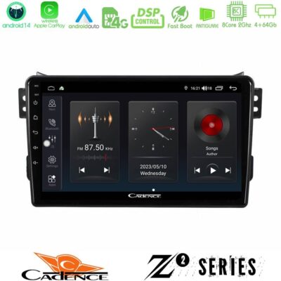 Cadence Z2 Series 8Core Android14 4+64GB Suzuki Splash & Opel Agila 2008-2014 Navigation Multimedia Tablet 9" Με Carplay & Android Auto