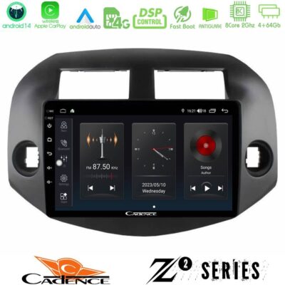 Cadence Z2 Series 8Core Android14 4+64GB Toyota Rav4 2006-2012 Navigation Multimedia Tablet 10" Με Carplay & Android Auto