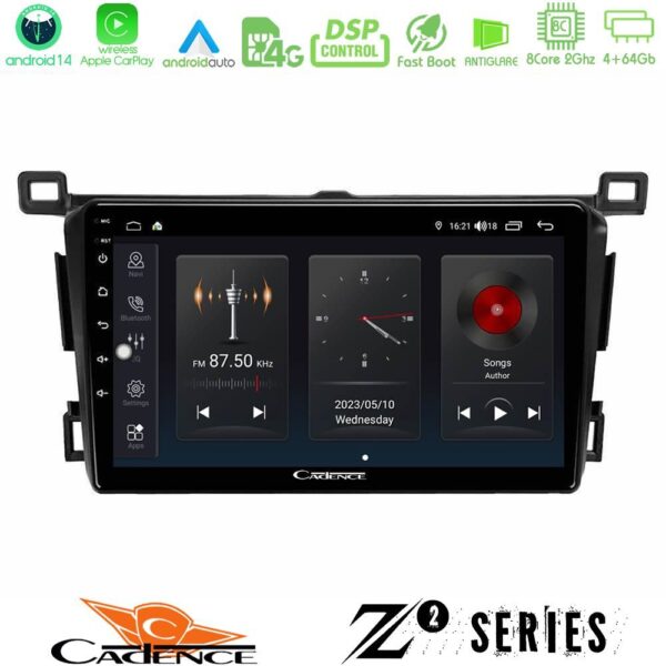 Cadence Z2 Series 8Core Android14 4+64GB Toyota RAV4 2013-2018 Navigation Multimedia Tablet 9" Με Carplay & Android Auto