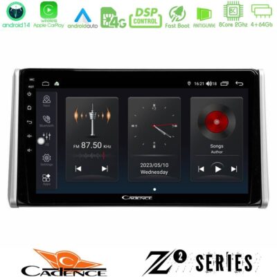 Cadence Z2 Series 8Core Android14 4+64GB Toyota RAV4 2019-2023 Navigation Multimedia Tablet 10" Με Carplay & Android Auto