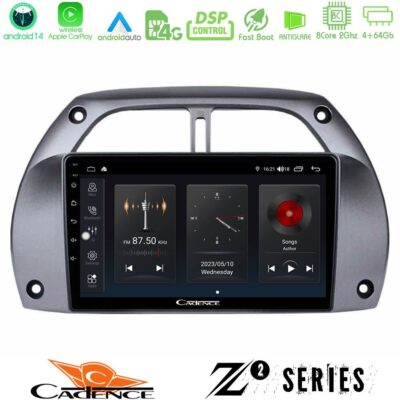 Cadence Z2 Series 8Core Android14 4+64GB Toyota RAV4 2001 - 2006 Navigation Multimedia Tablet 9" Με Carplay & Android Auto
