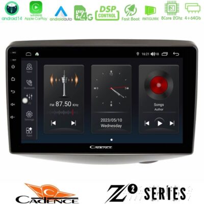 Cadence Z2 Series 8Core Android14 4+64GB Toyota Yaris 1999 - 2006 Navigation Multimedia Tablet 9" Με Carplay & Android Auto