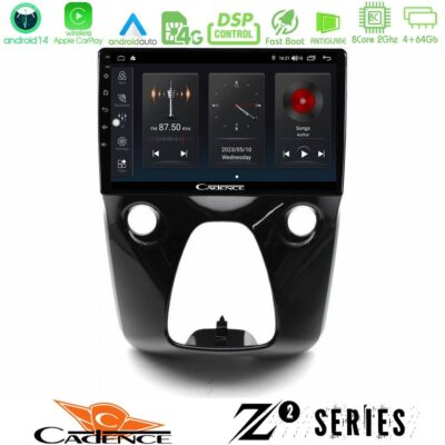 Cadence Z2 Series 8Core Android14 4+64GB Toyota Aygo | Citroen C1 | Peugeot 108 Navigation Multimedia 10" Με Carplay & Android Auto