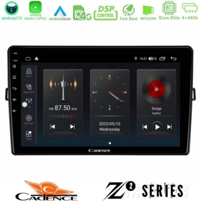 Cadence Z2 Series 8Core Android14 4+64GB Toyota Auris Navigation Multimedia Tablet 10" Με Carplay & Android Auto