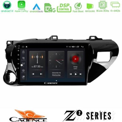 Cadence Z2 Series 8Core Android14 4+64GB Toyota Hilux 2017-2021 Navigation Multimedia Tablet 10" Με Carplay & Android Auto