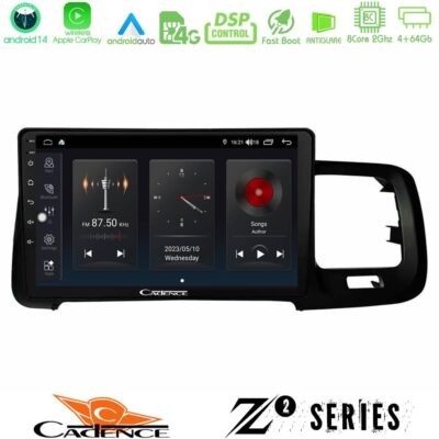 Cadence Z2 Series 8Core Android14 4+64GB Volvo S60 2010-2018 Navigation Multimedia Tablet 9" Με Carplay & Android Auto