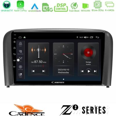 Cadence Z2 Series 8Core Android14 4+64GB Volvo S80 1998-2006 Navigation Multimedia Tablet 9" Με Carplay & Android Auto