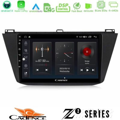 Cadence Z2 Series 8Core Android14 4+64GB Vw Tiguan 2016-2022 Navigation Multimedia Tablet 10" Με Carplay & Android Auto