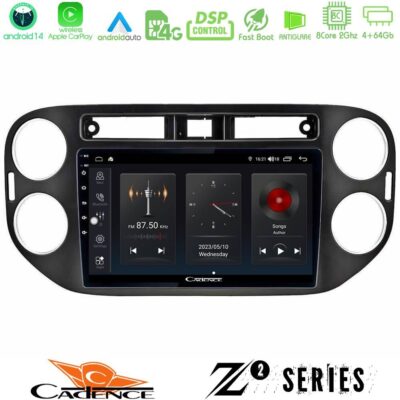 Cadence Z2 Series 8Core Android14 4+64GB VW Tiguan Navigation Multimedia Tablet 9" (23mm alarm button) Με Carplay & Android Auto