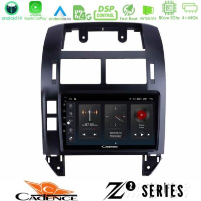 Cadence Z2 Series 8Core Android14 4+64GB VW Polo 2002-2009 Navigation Multimedia Tablet 9" Με Carplay & Android Auto