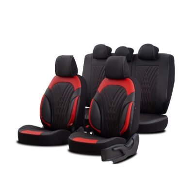 All in Point Καλύμματα Αυτοκινήτου Otom Progressive Design Universal Full Δερματίνη Σετ Εμπρός / Πίσω 11 Τεμαχίων Μαύρο / Κόκκινο ΡRG-104 0031969