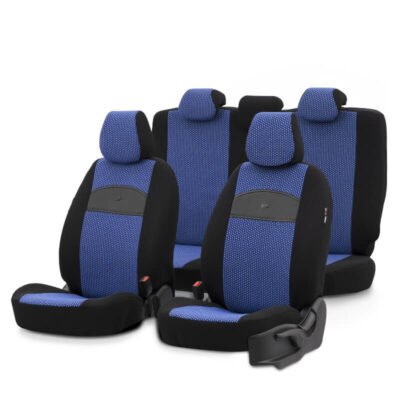 All in Point Καλύμματα Αυτοκινήτου Otom Smart Design Universal Ύφασμα / Δερματίνη Σετ Εμπρός / Πίσω 11 Τεμαχίων Μαύρο / Μπλε SLTSMT104-NZ 0032565