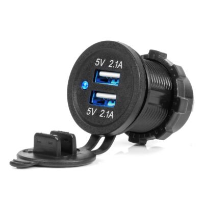 ALL IN POINT ΠΡΙΖΑ ΜΕ 2 ΘΥΡΕΣ USB ΚΑΙ ΚΑΠΑΚΙ ΜΑΥΡΗ 12/24V 4.2A ΑΔΙΑΒΡΟΧΗ ΜΕ ΜΠΛΕ LED ΦΩΣ ΕΝΔΕΙΞΗΣ  AMIO - 1 ΤΕΜ. - AIN-185833 LEFKELIS.GR