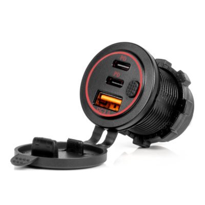 ALL IN POINT ΠΡΙΖΑ ΜΕ 3 ΘΥΡΕΣ(USB+2xUSB-C) ΜΕ ΔΙΑΚΟΠΤΗ ΚΑΙ ΚΑΠΑΚΙ 12/24V QUICK CHARGE 3.0 ΑΔΙΑΒΡΟΧΗ ΜΑΥΡΗ AMIO - 1 Τεμ. - AIN-186450 LEFKELIS.GR