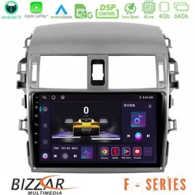 Bizzar F Series 8Core Android14 4+64GB  Toyota Corolla 2008-2010 Navigation Multimedia Tablet 9" Με Carplay & Android Auto